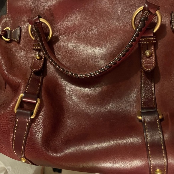Dooney & Bourke Florentine LARGE Satchel in burgundy color EUC - Picture 8 of 13